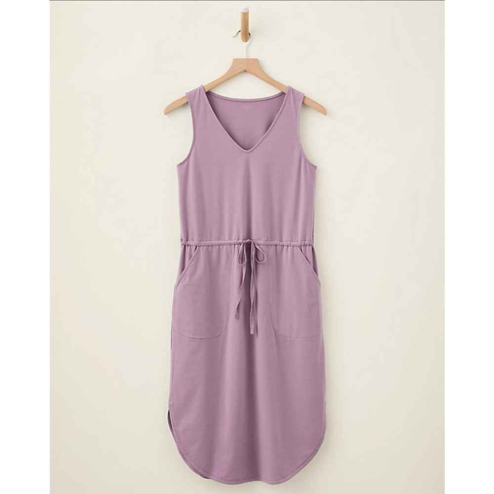 Garnet Hill Recycled Easy Knit Tank Dress Lilac Comfy Lounge V-Neck (Size M)